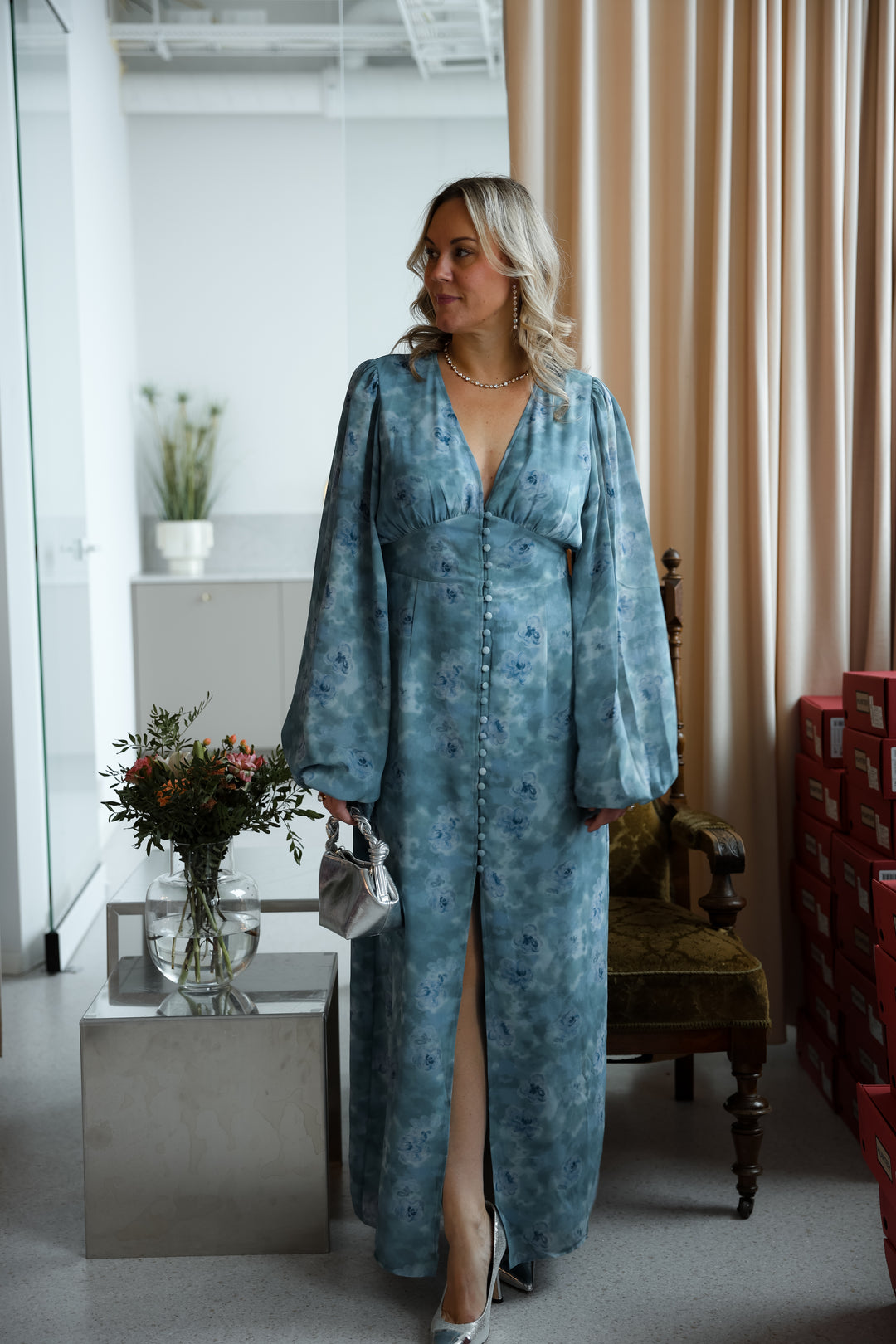 Positano Maxi Dress Dusty Blue