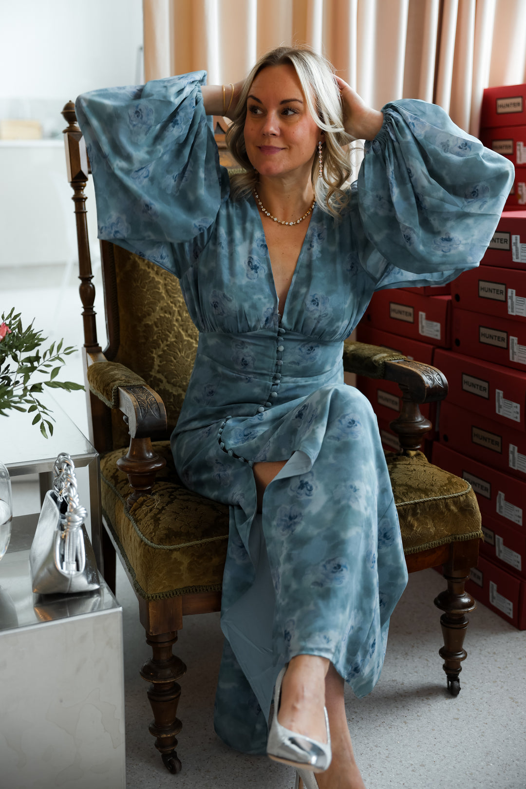 Positano Maxi Dress Dusty Blue
