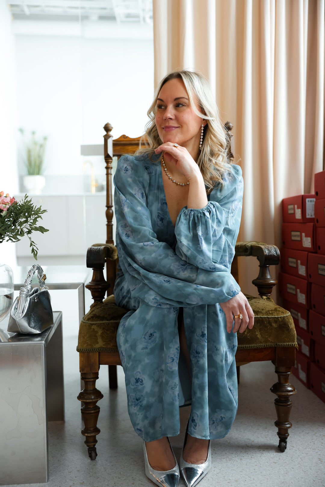 Positano Maxi Dress Dusty Blue