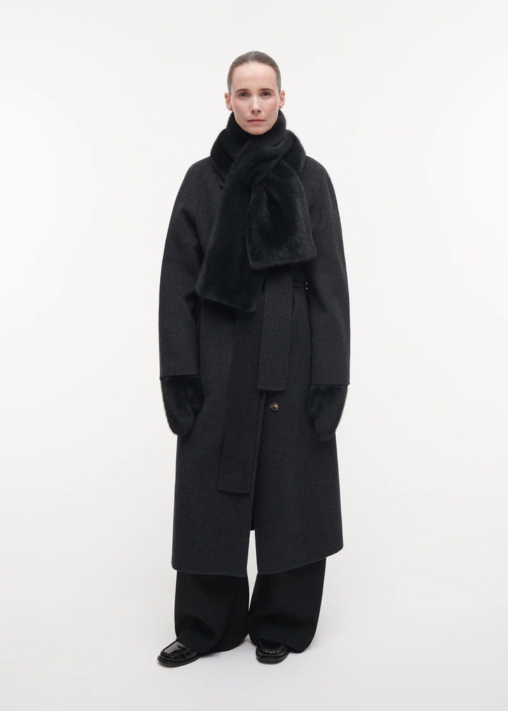 Jemma Faux Mink Scarf Dark Grey