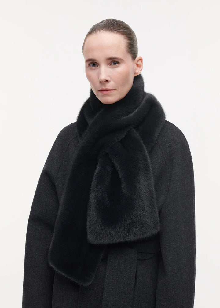 Jemma Faux Mink Scarf Dark Grey