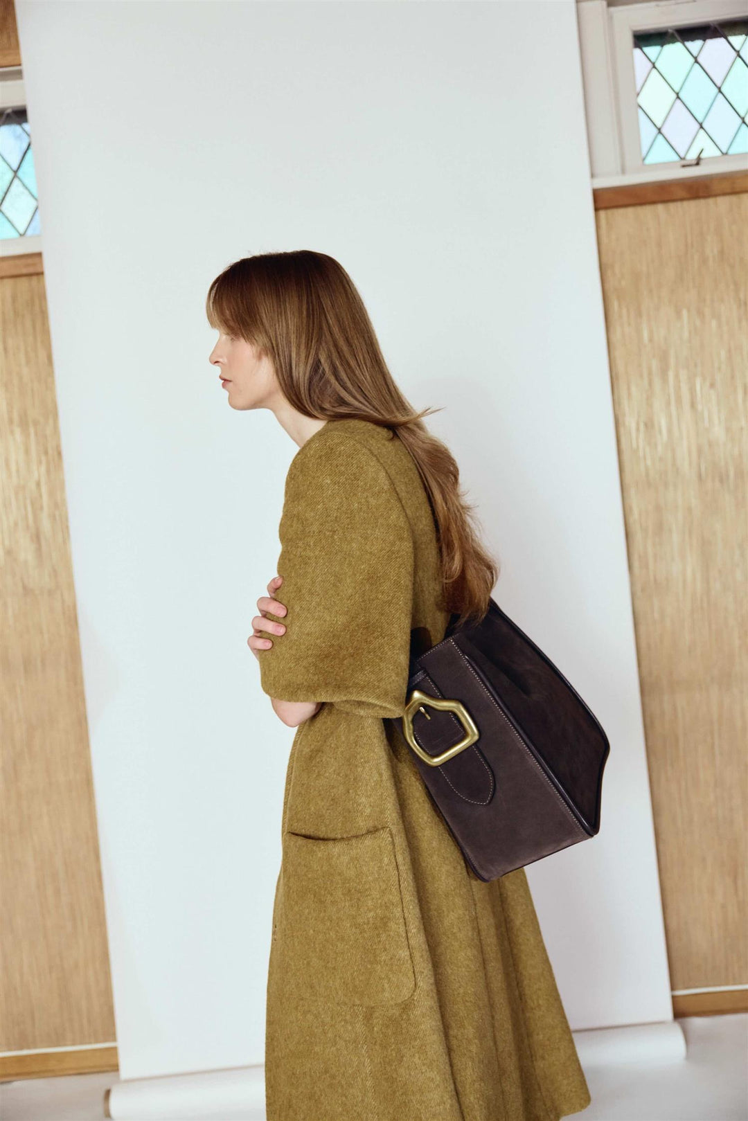 Masago Tote Bag Umber Suede Gold