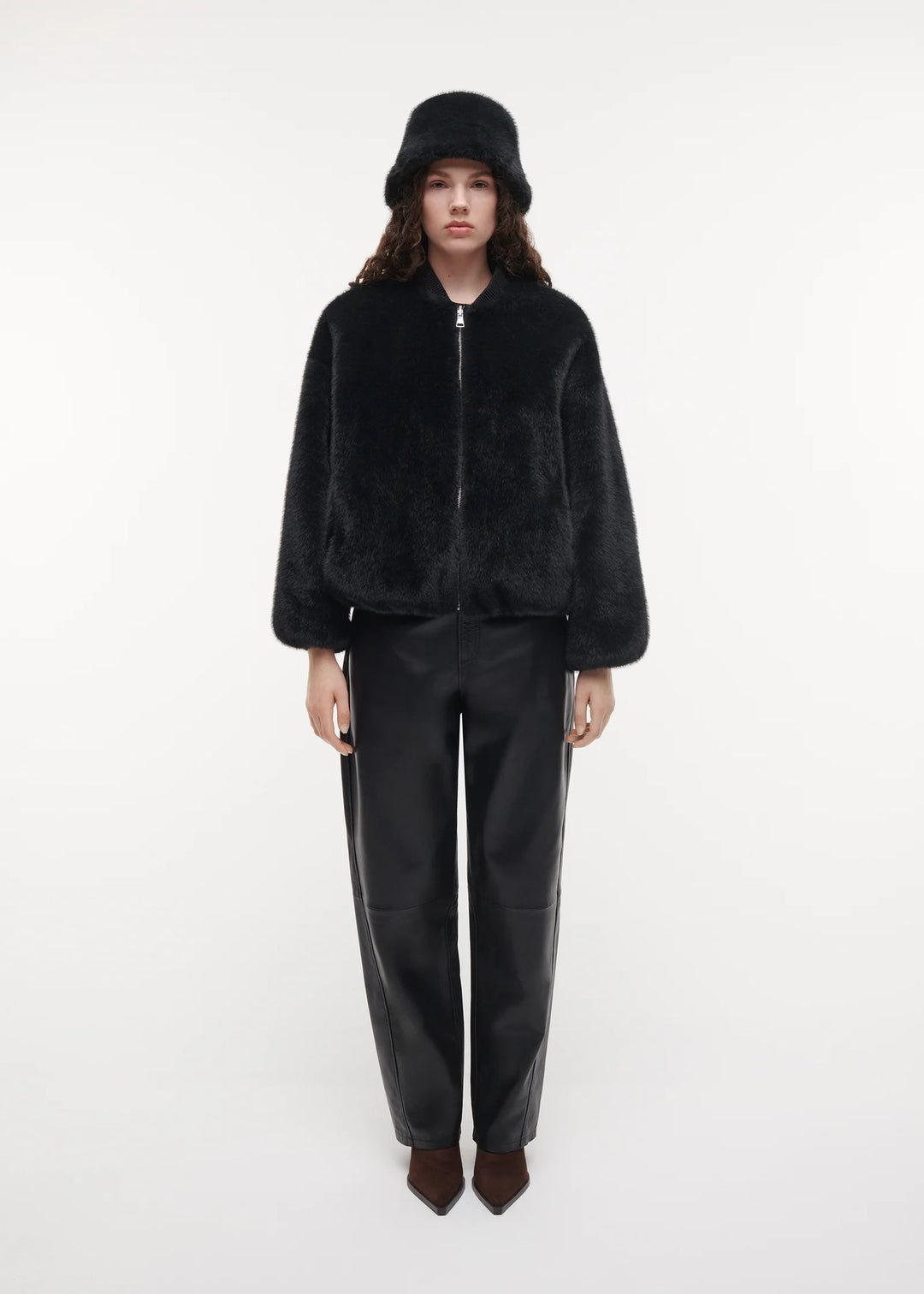 Beau Faux Mink Hat Dark Grey