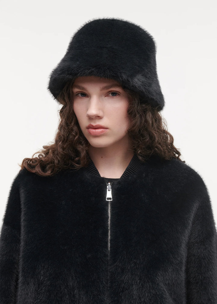 Beau Faux Mink Hat Dark Grey