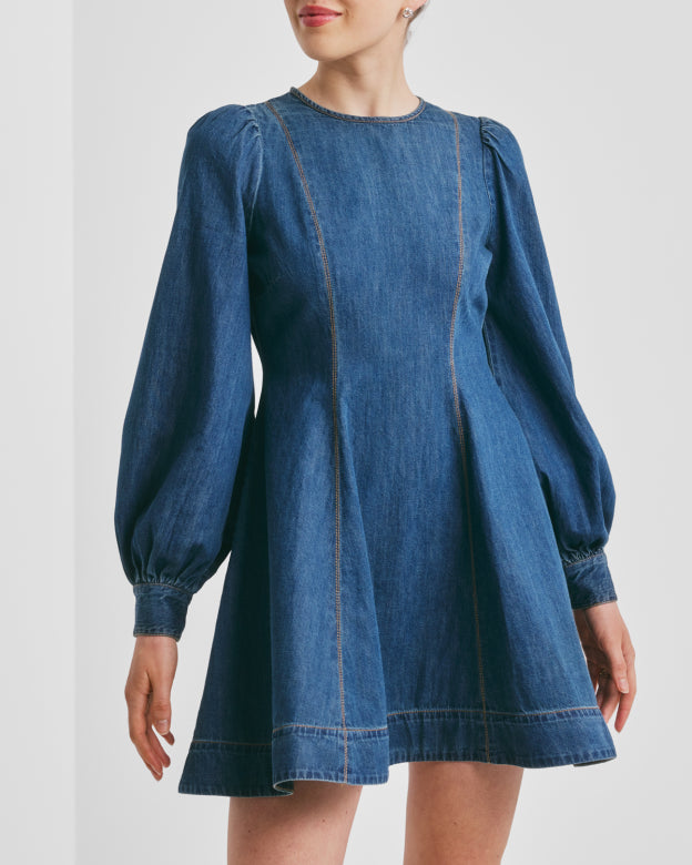 Denim Fitted Dress French Blue