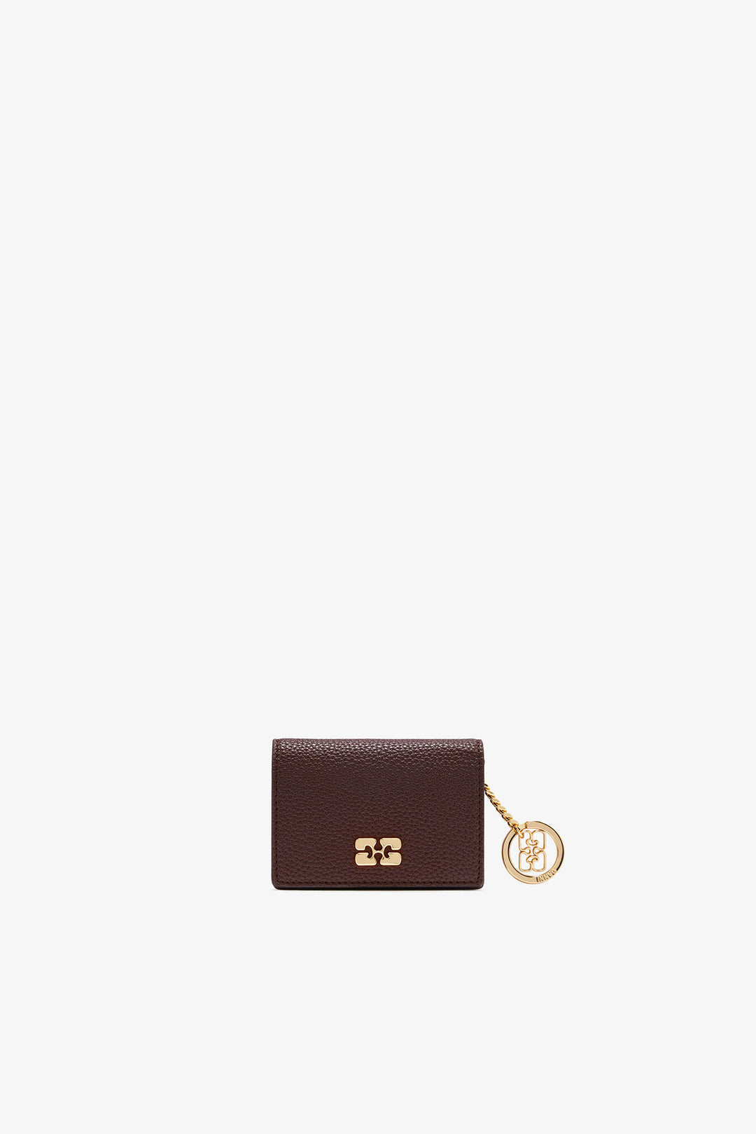 Ganni Card Holder With Flap Grained Chicory Coffee