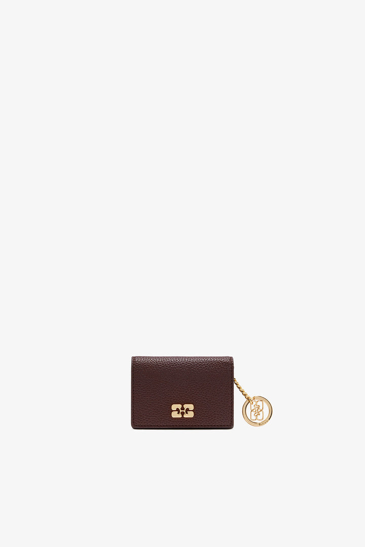 Ganni Card Holder With Flap Grained Chicory Coffee
