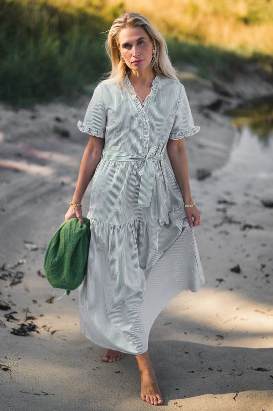 Ida Maja 2/4 Shirt Dress STP B White/Eng Ivy