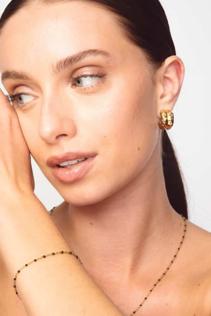 The Black Bead Bracelet Gold