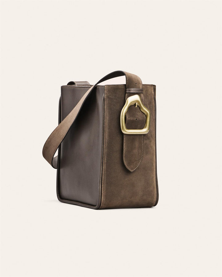 Masago Tote Bag Umber Suede Gold