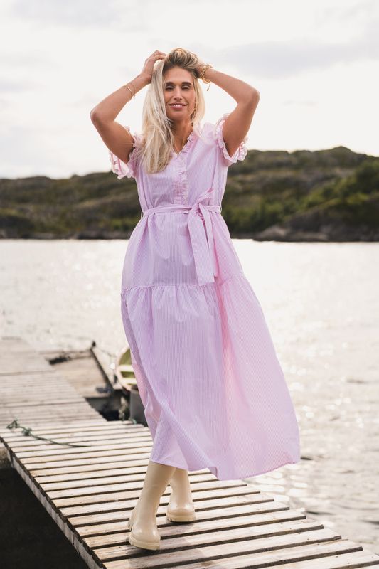 Ida Maja 2/4 Shirt Dress STP B White/S Lilac