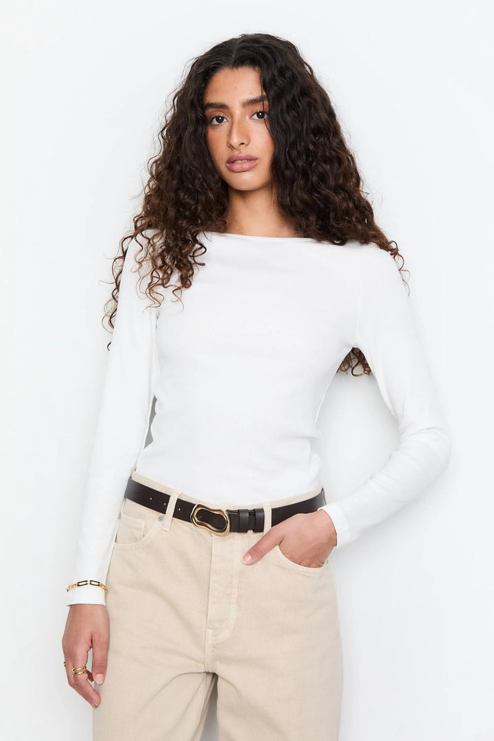 Petronella Rib Boatneck Off-White