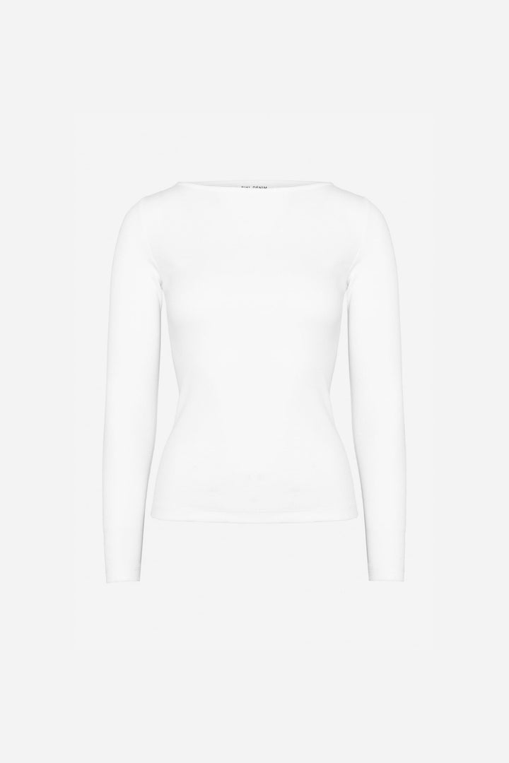 Petronella Rib Boatneck Off-White