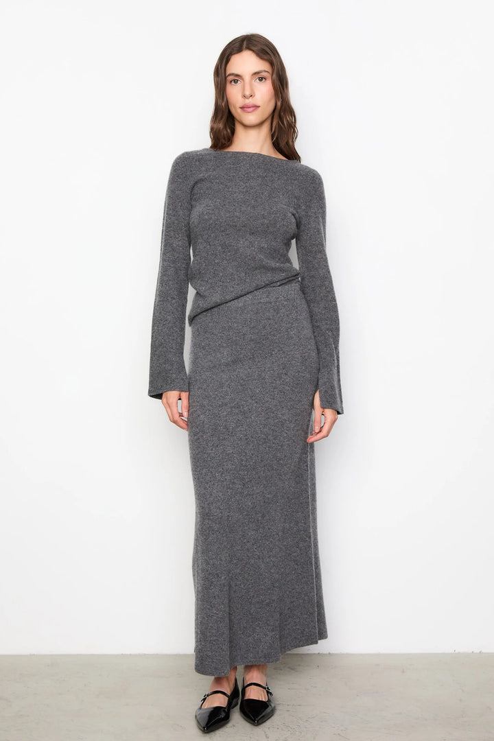 Jana Knit Skirt Dark Grey Melange