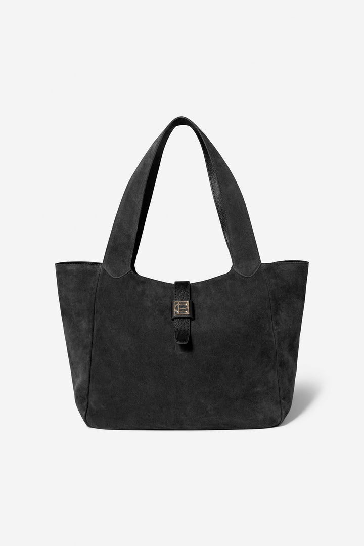 Lucille Tote Bag Large Black Suede