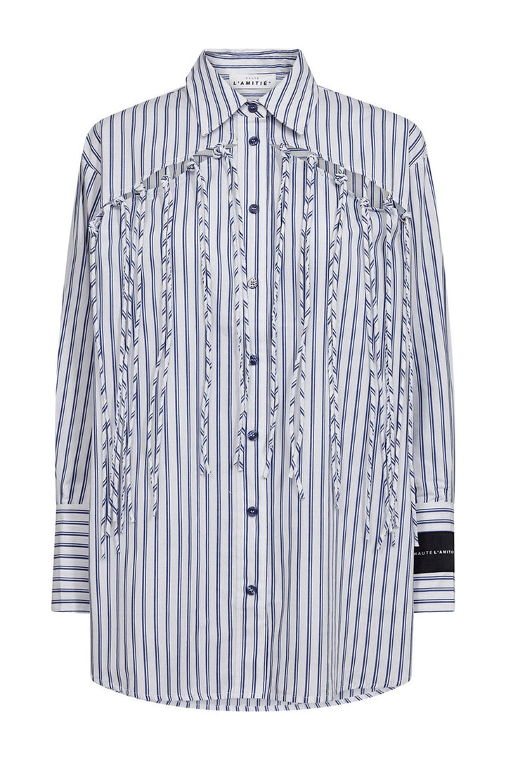 Striped Fringe Shirt Blue/White Stripe