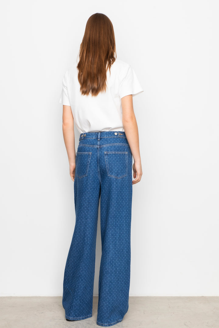 Jace Jeans Mid Blue Dot Long