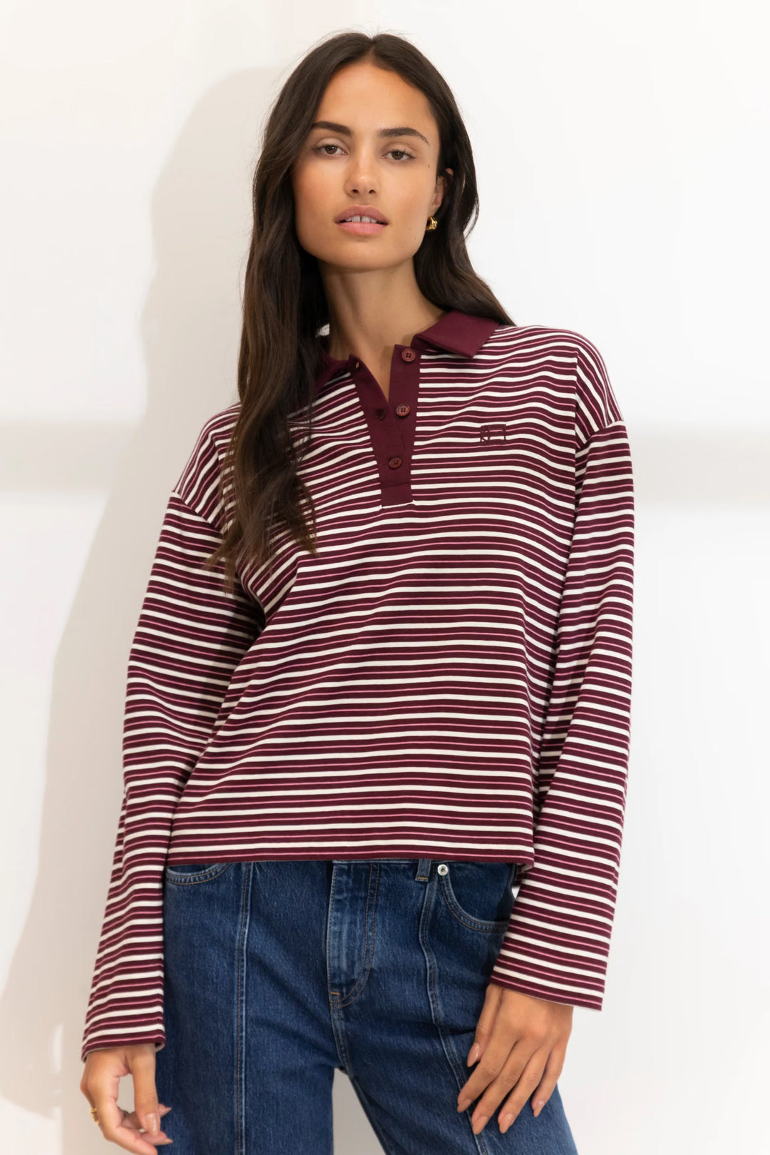 Elmer Polo Shirt Deep Plum Stripe