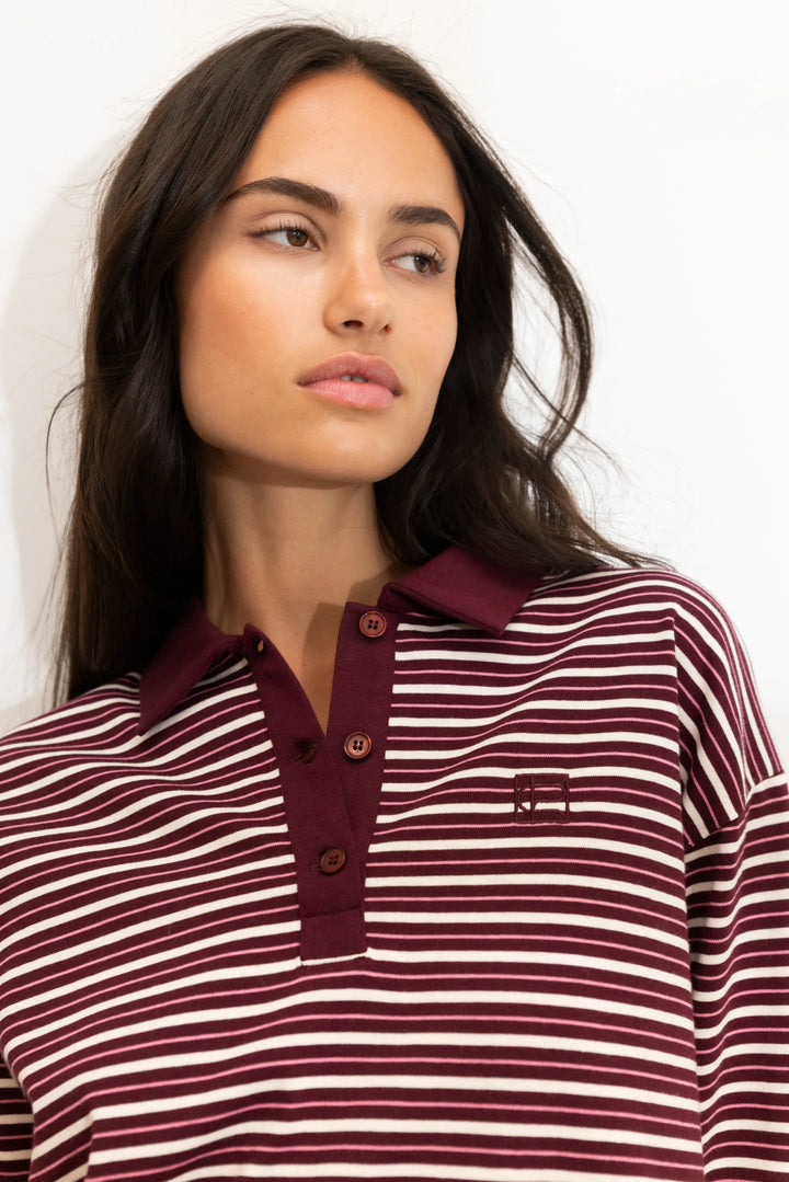 Elmer Polo Shirt Deep Plum Stripe