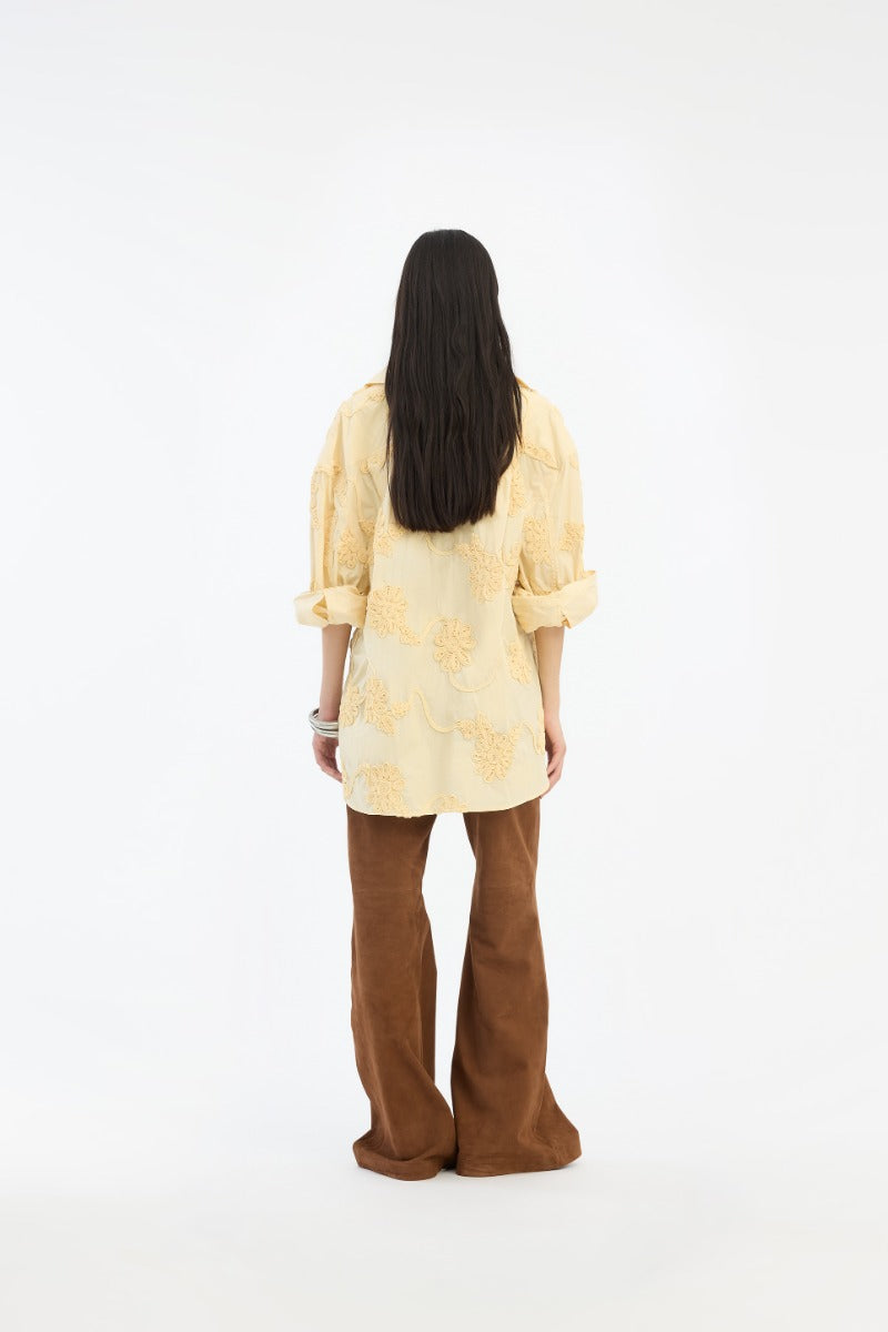 Flower Oversized Shirt Italian Straw