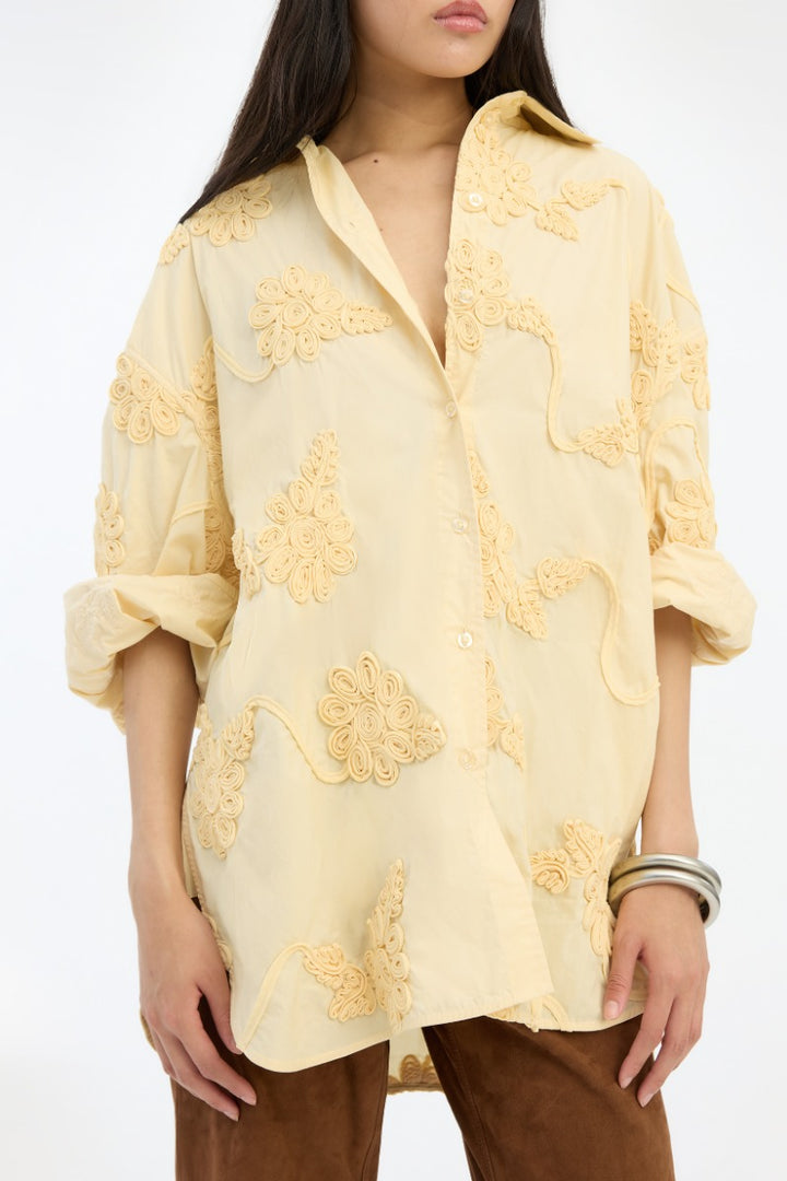 Flower Oversized Shirt Italian Straw