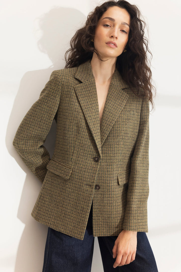 Brook Houndstooth Blazer Green Houndstooth