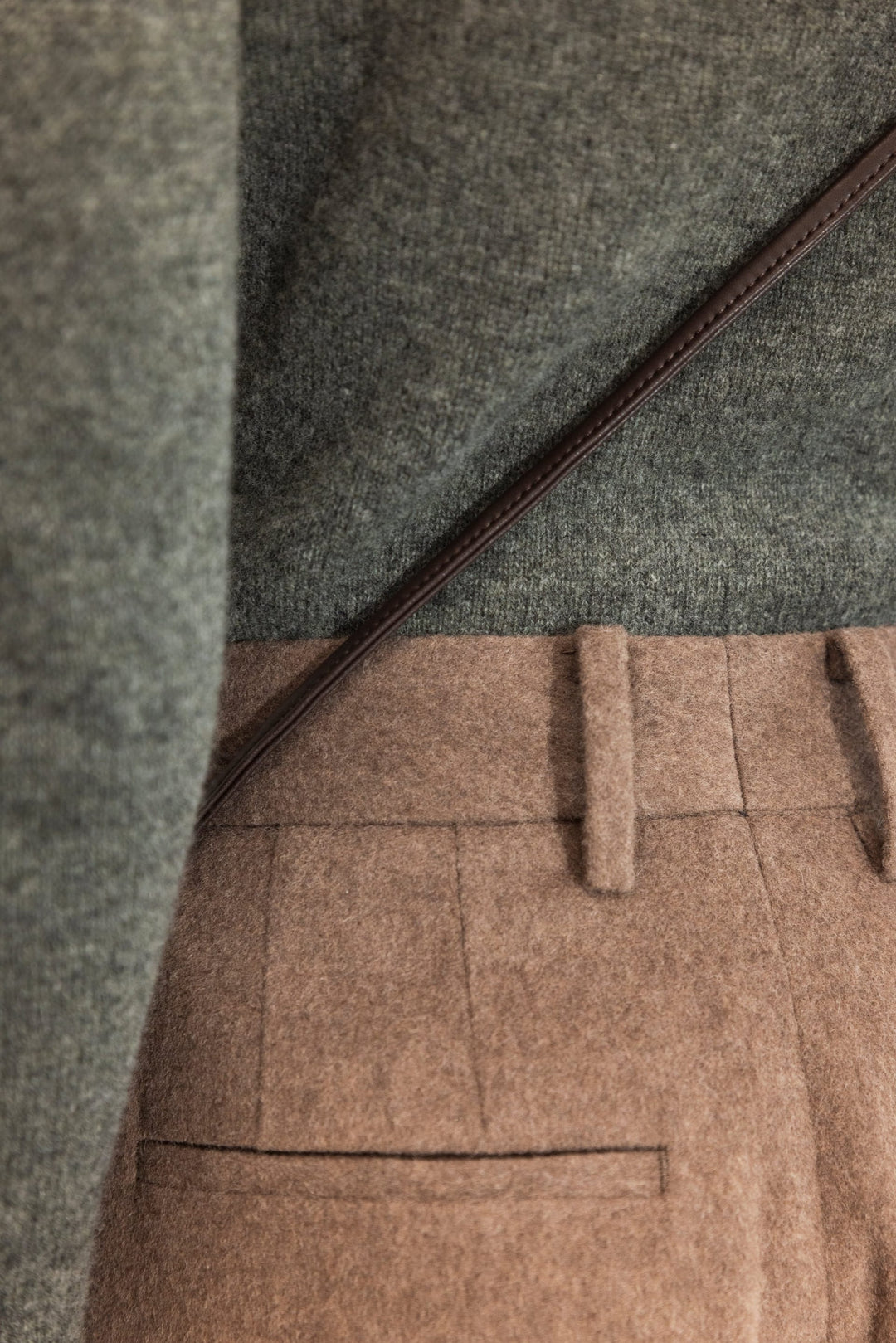 Ava Wool Trouser Dark Taupe Melange