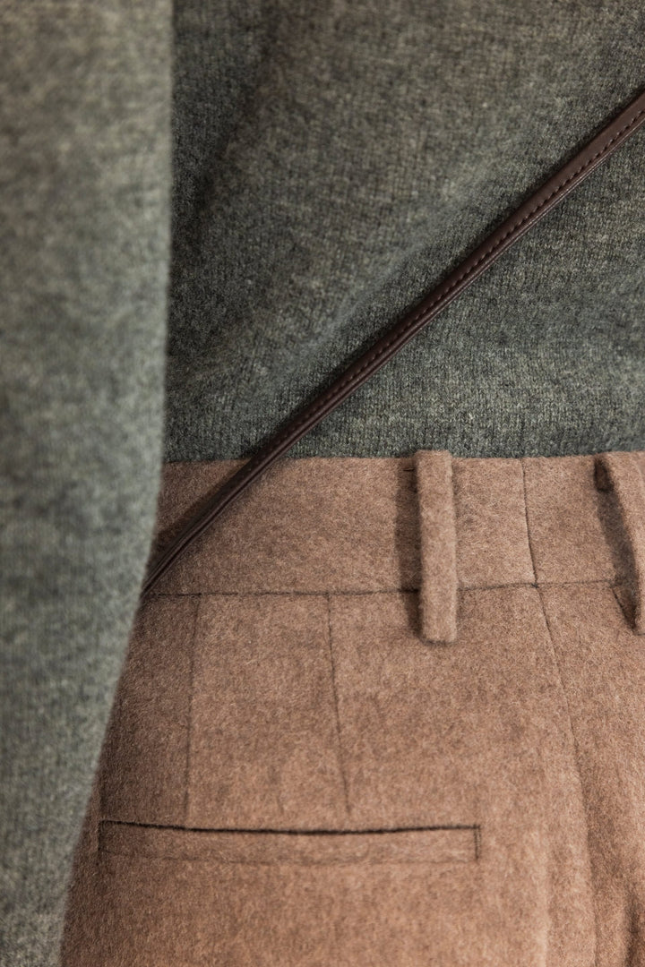 Ava Wool Trouser Dark Taupe Melange