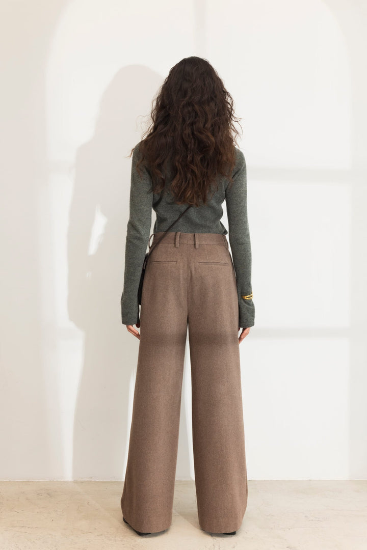 Ava Wool Trouser Dark Taupe Melange