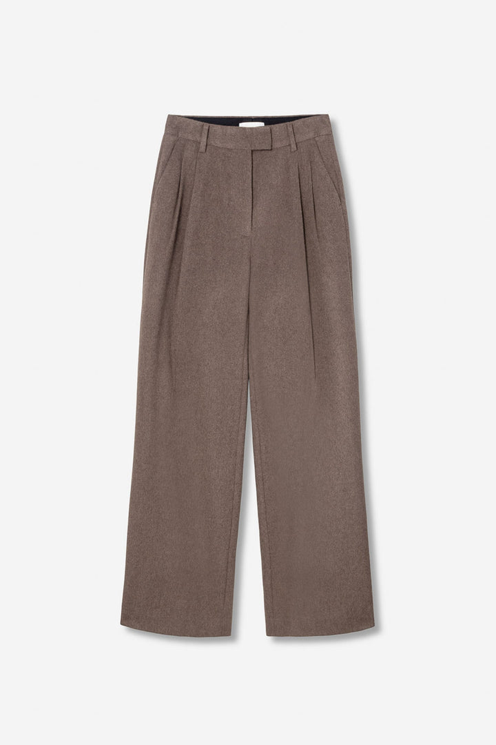Ava Wool Trouser Dark Taupe Melange