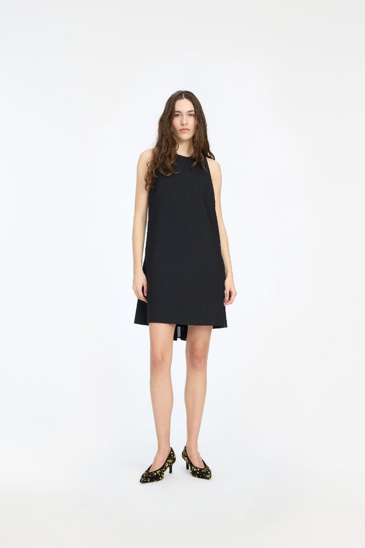 Crepe Mini A-Line Dress Black