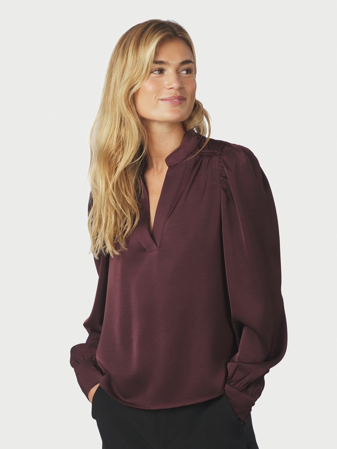Rosslyn Heavy Sateen Blouse Burgundy