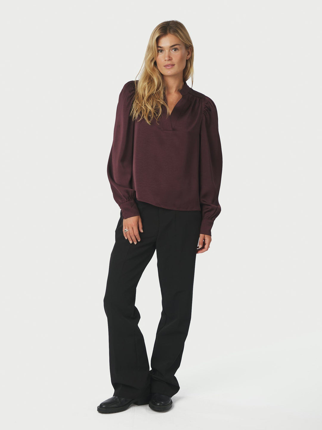 Rosslyn Heavy Sateen Blouse Burgundy
