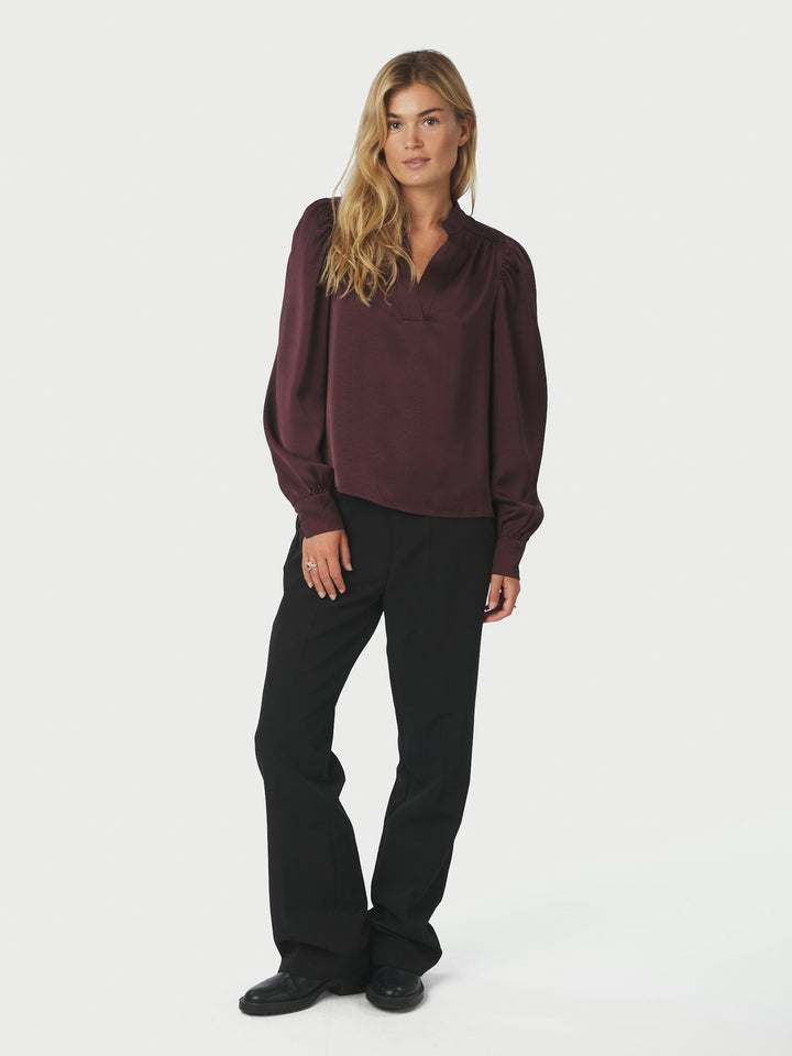 Rosslyn Heavy Sateen Blouse Burgundy