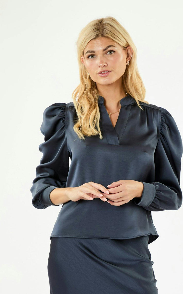 Rosslyn Heavy Sateen Blouse Midnight Blue