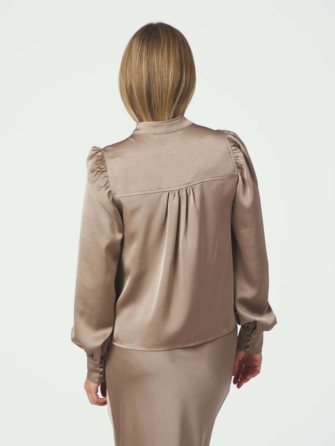 Rosslyn Heavy Sateen Blouse Dark Taupe