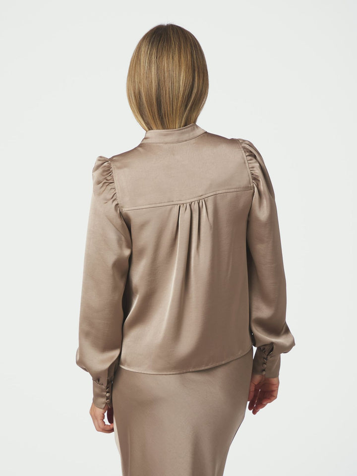 Rosslyn Heavy Sateen Blouse Dark Taupe