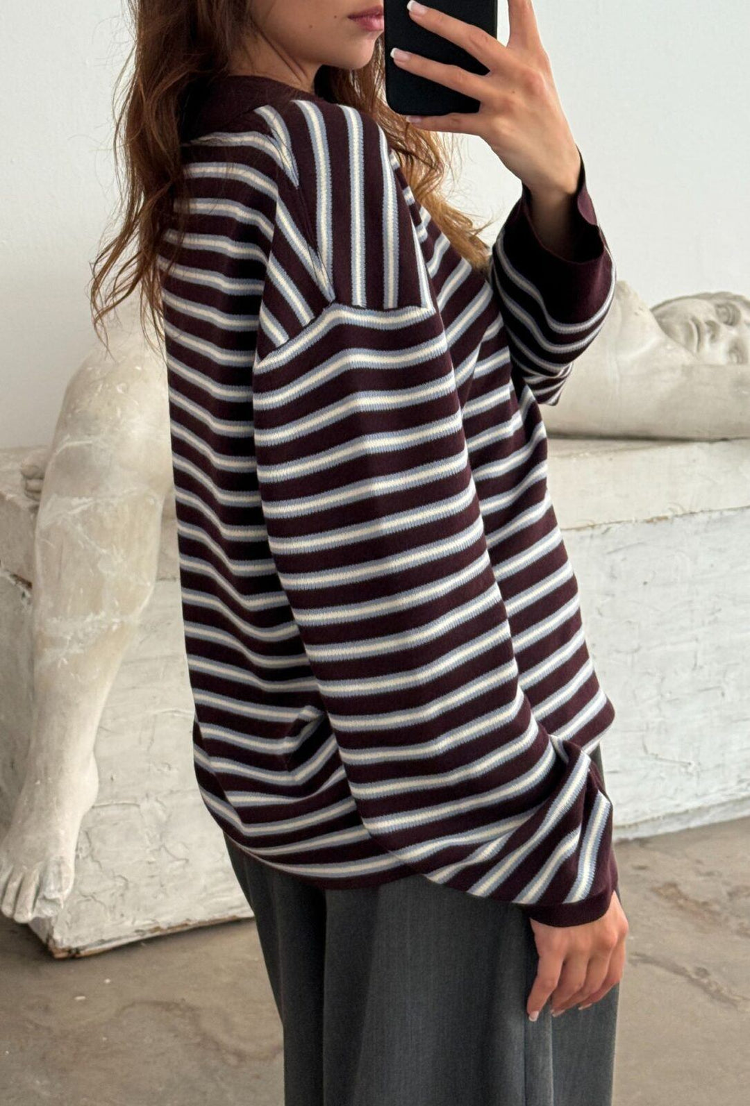 ADANNE POLO KNIT Stripe Bordeaux/Blue