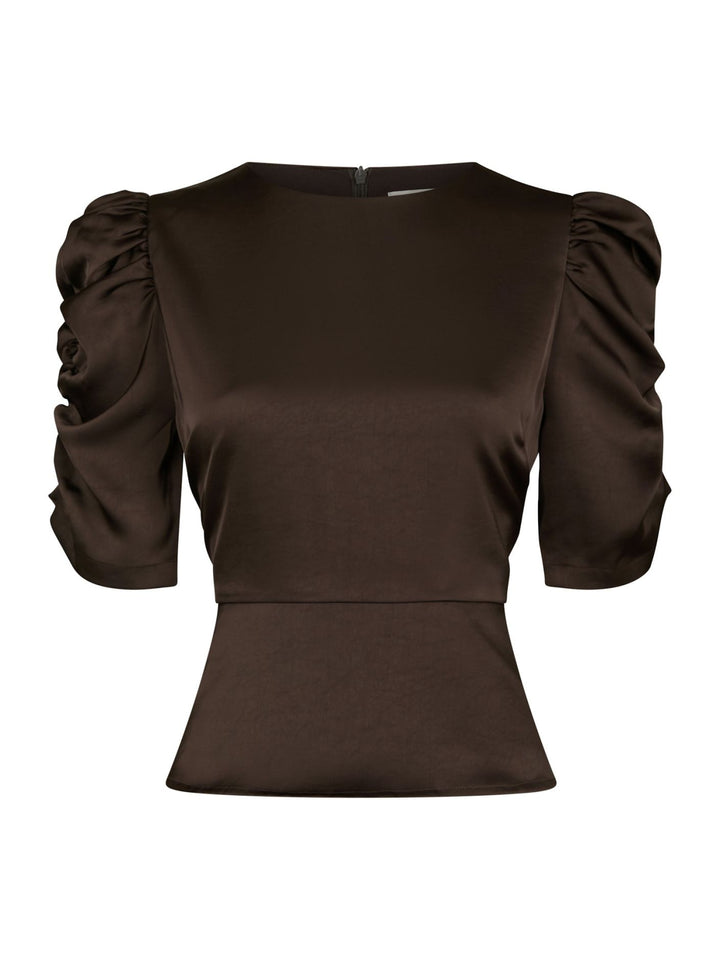 Benua Heavy Sateen Blouse Dark Brown