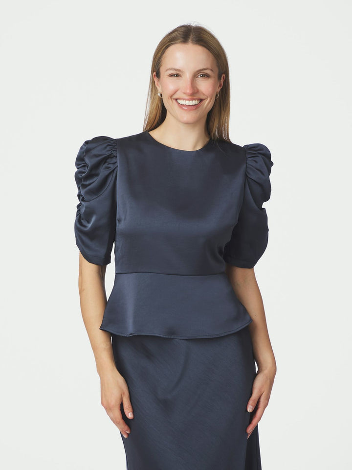Benua Heavy Sateen Blouse Midnight Blue