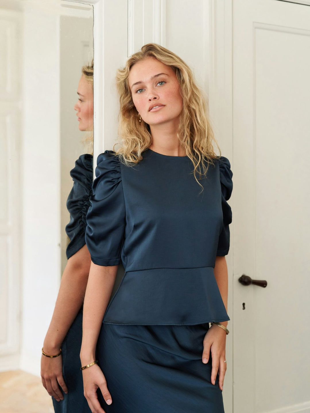 Benua Heavy Sateen Blouse Midnight Blue