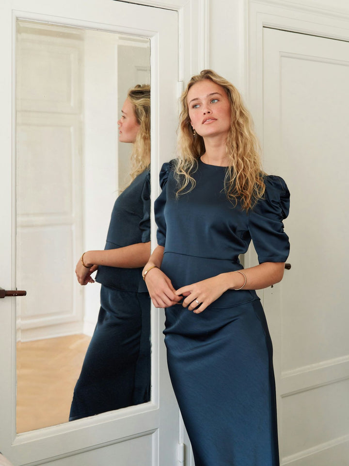 Benua Heavy Sateen Blouse Midnight Blue