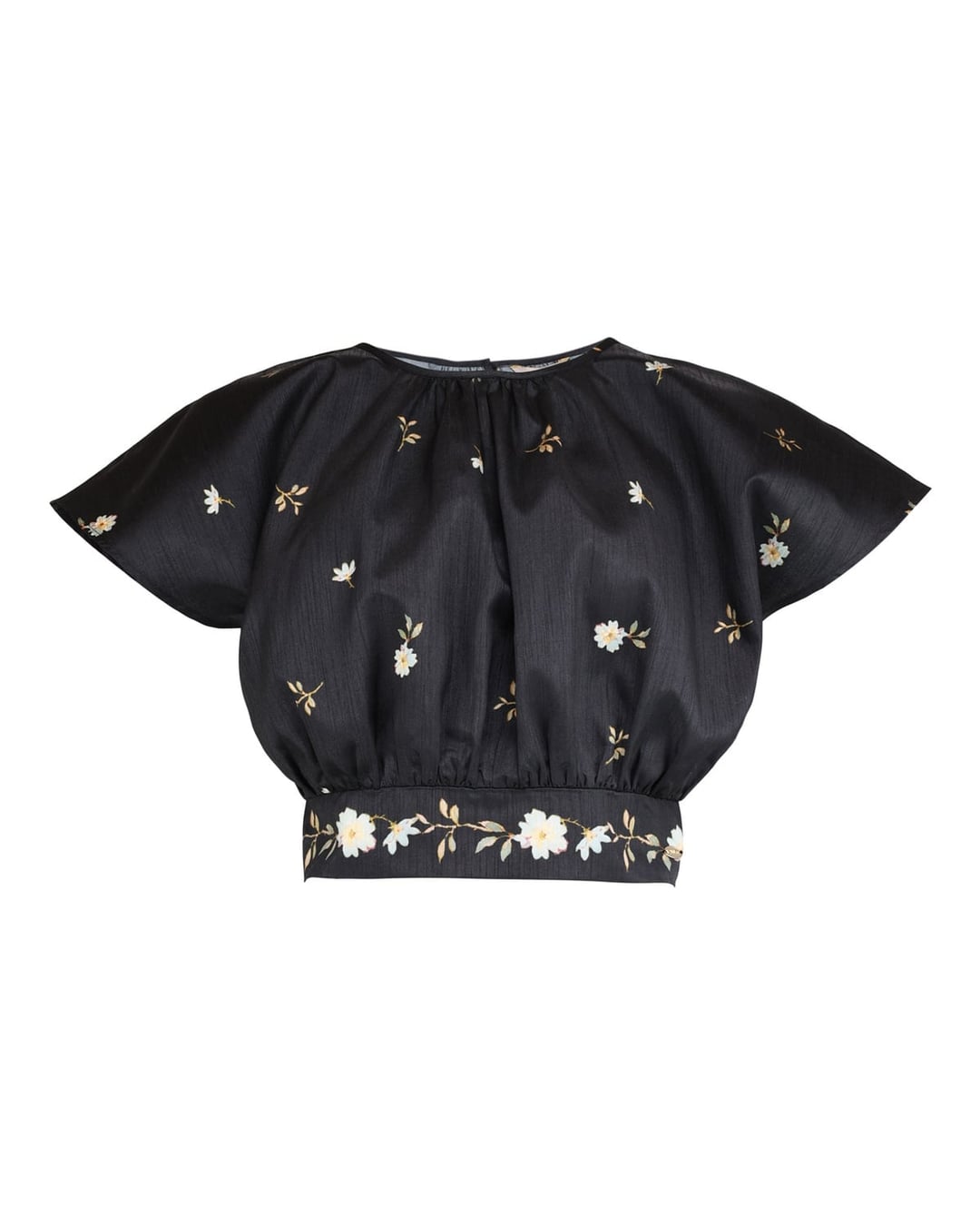 Taffeta Tieband Top Midnight Blossoms