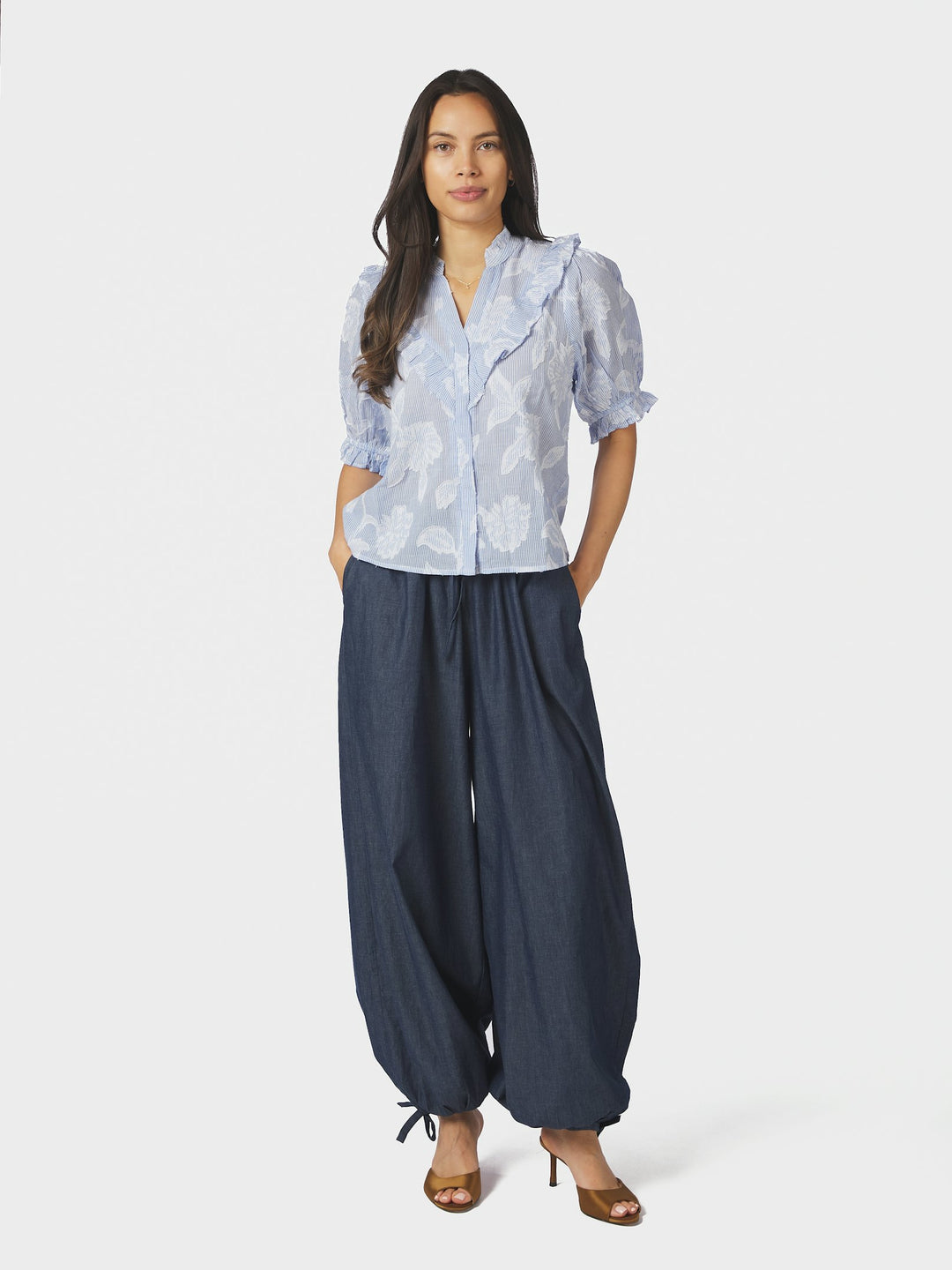 Manet Jacquard Blouse Light Blue