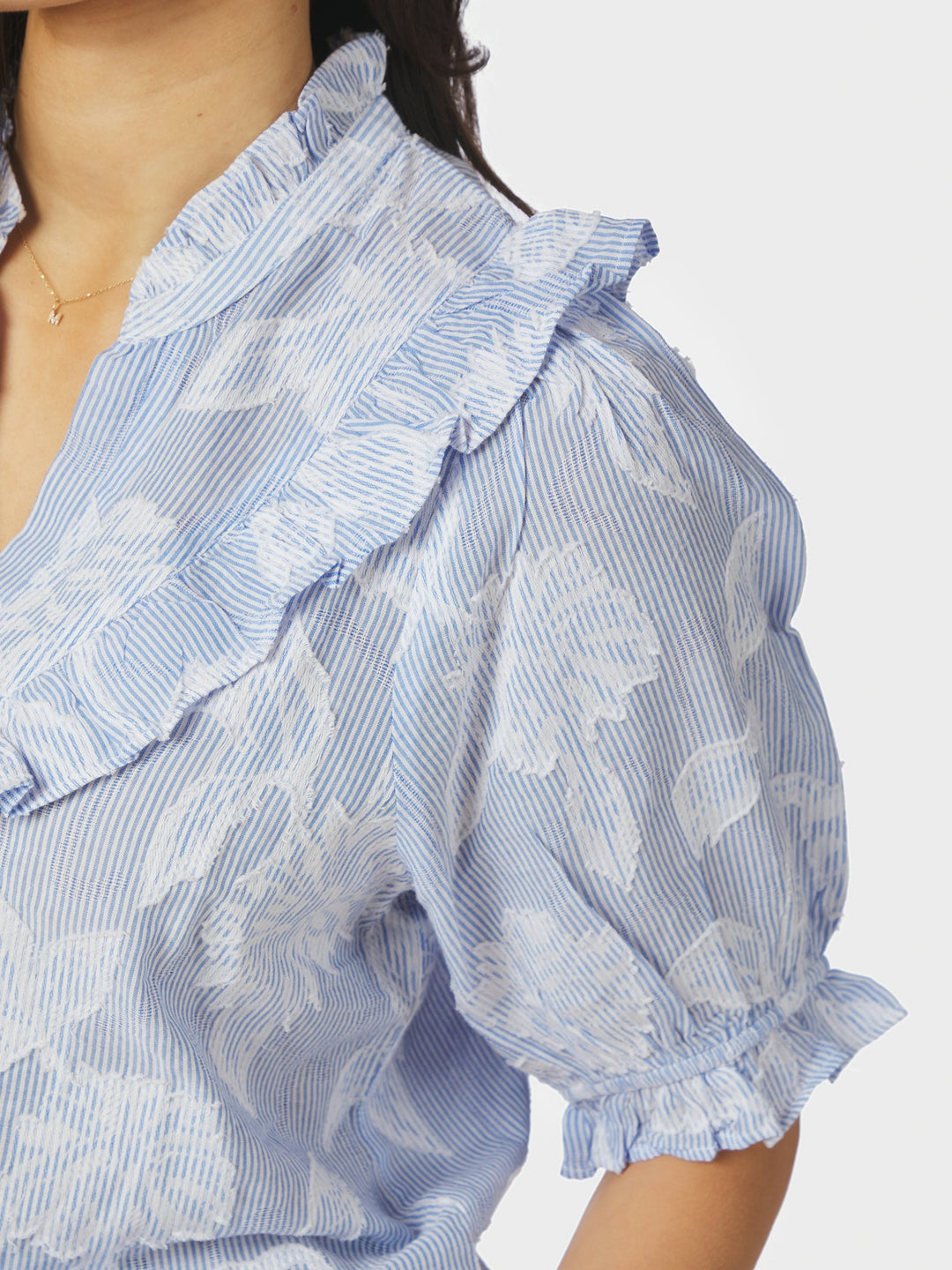 Manet Jacquard Blouse Light Blue