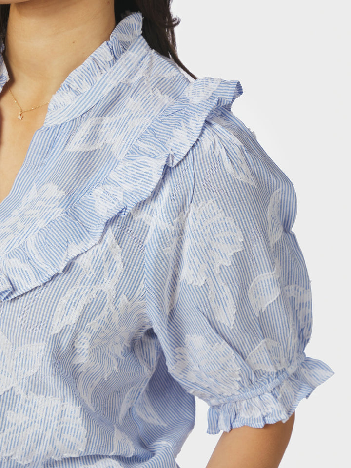 Manet Jacquard Blouse Light Blue