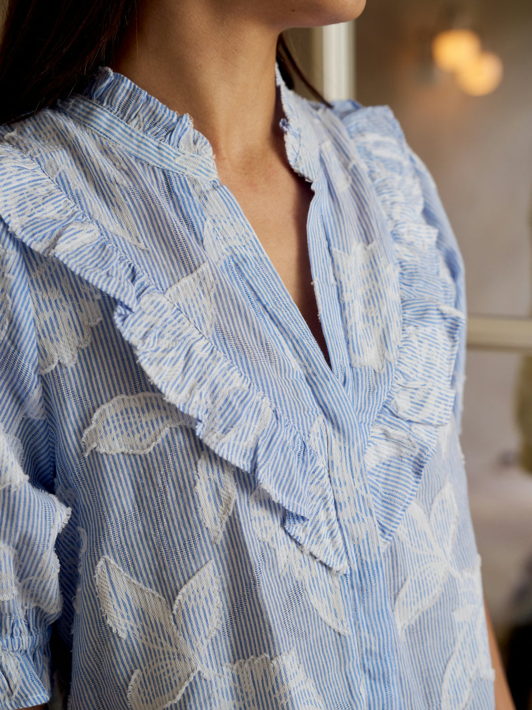 Manet Jacquard Blouse Light Blue