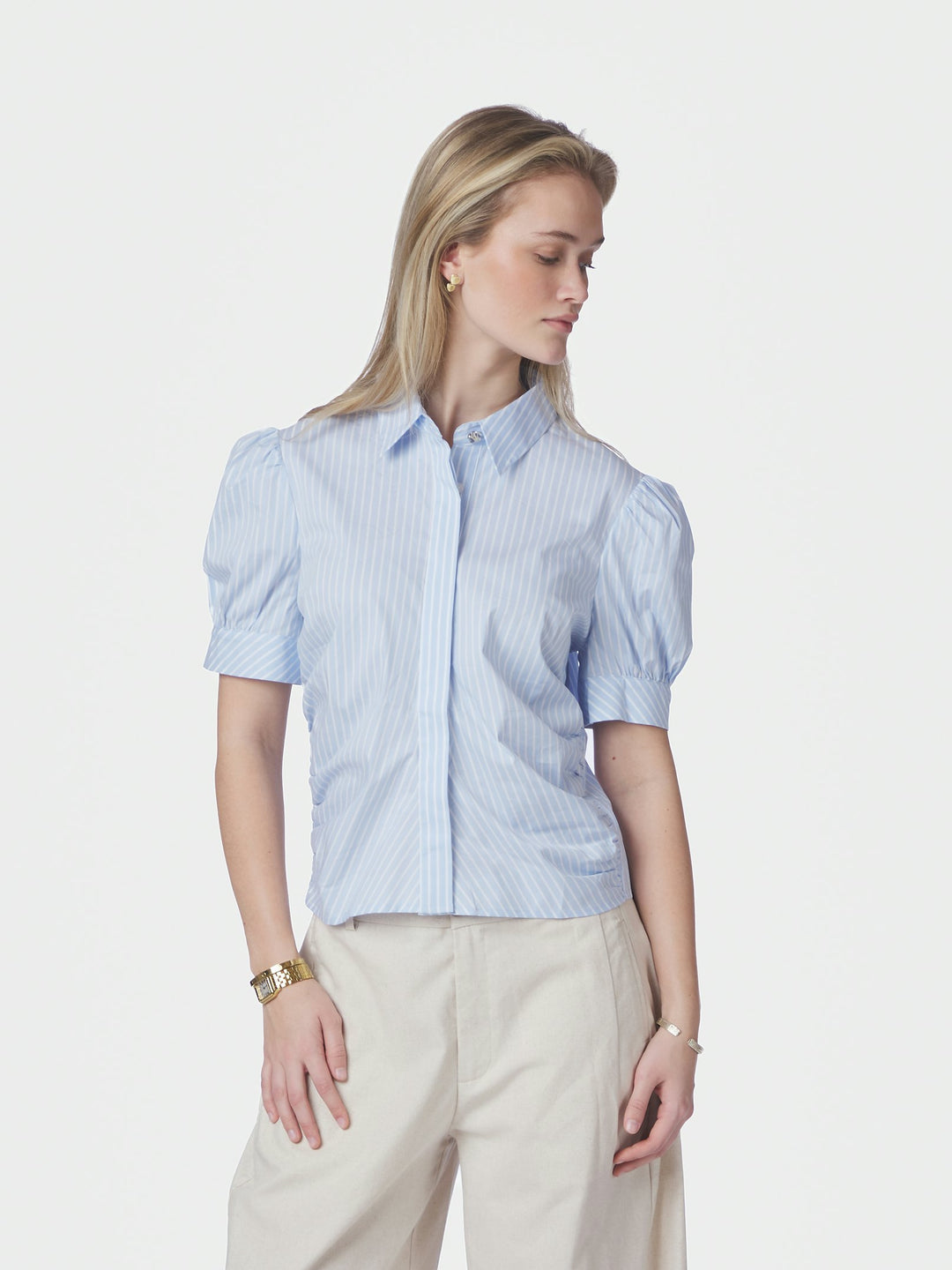 Frannie Soft Stripe Shirt Light Blue
