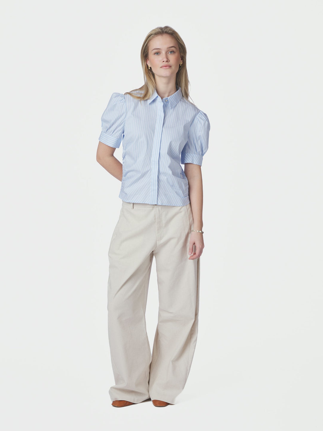 Frannie Soft Stripe Shirt Light Blue