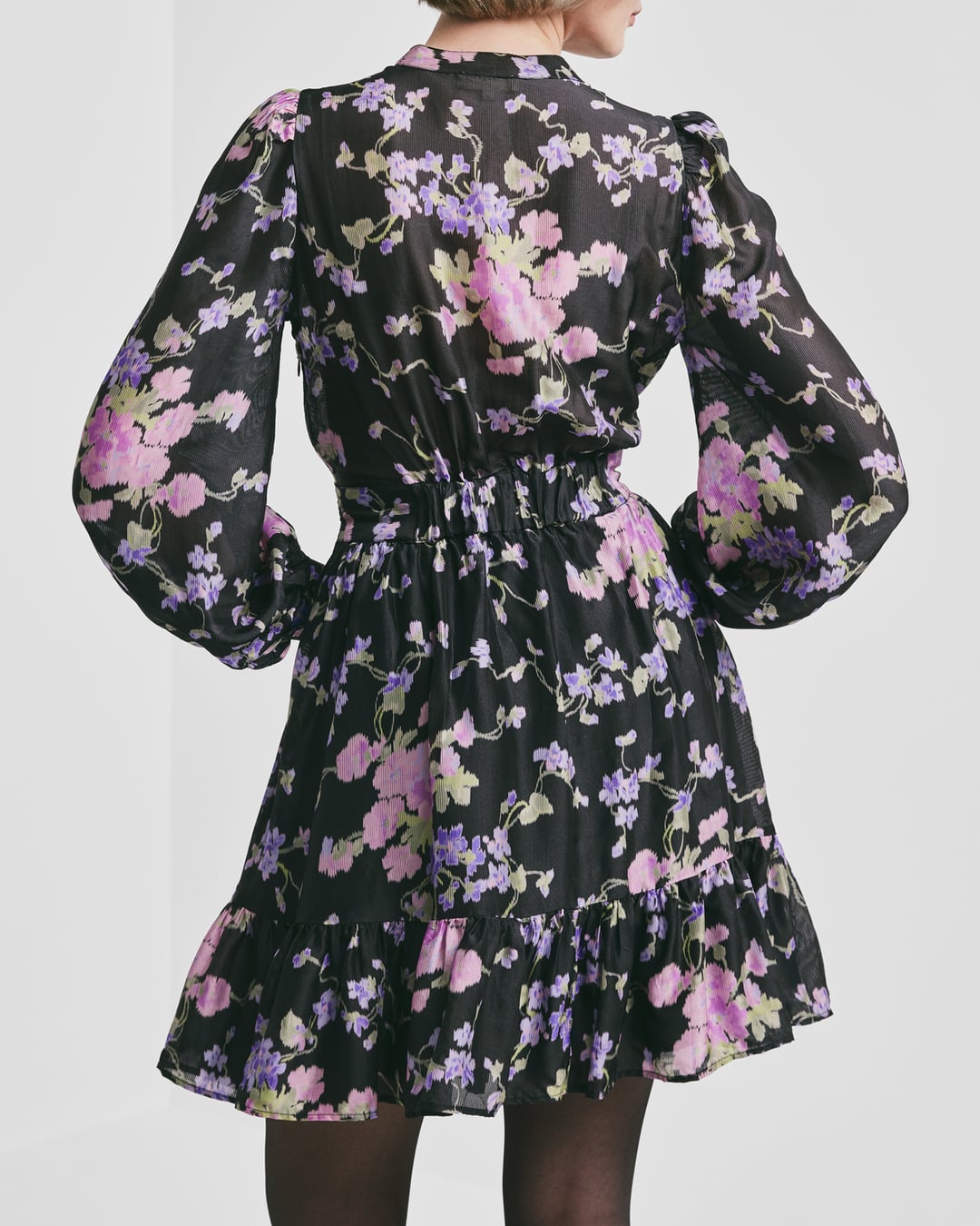 Striped Organza Mini Dress Midnight Viola